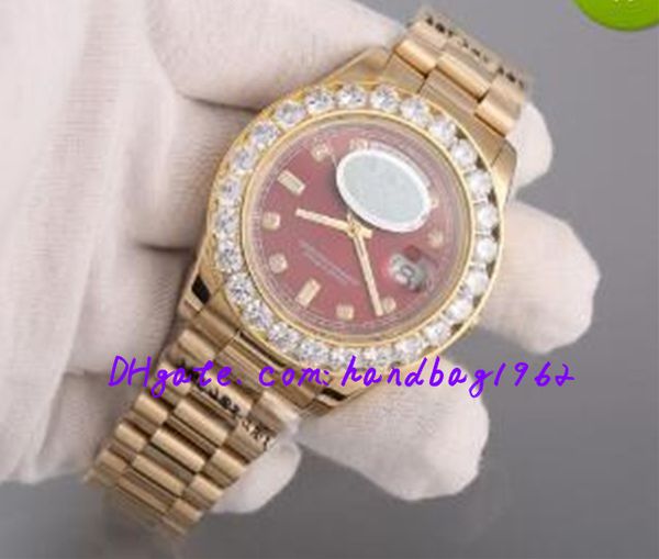 

super n president day date 18k gold men's watch with diamond bezel pink dial and diamond hour markers, Slivery;brown
