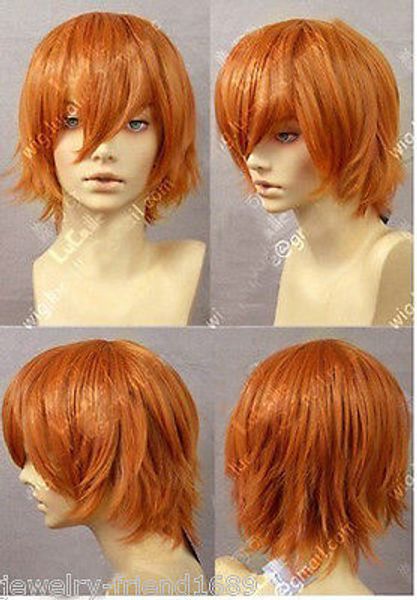 

gt;>>new wig cosplay the garters angel orange short party wig, Black;brown