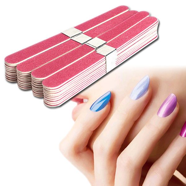 Großhandel - 40pcs / lot nail art manicure puffer sanding files holz halbmond sandpapier grit nails werkzeug großhandel freies verschiffen