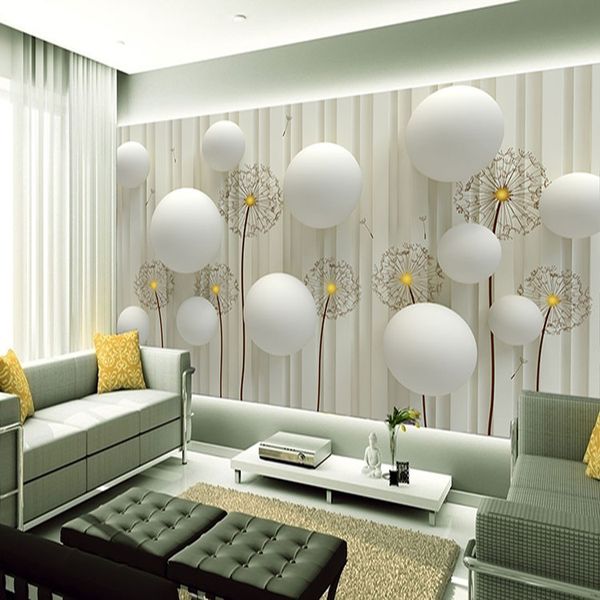 Dandelion With Romantic 3d Ball Photo Wallpaper Living Room Tv Wall Wallpaper 3d Backdrop Wallpaper Wall Mural Wall Paper Wallpaper Hd Images