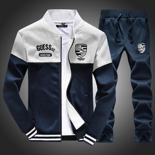 

wholesale- 2016 mens tute autunno tute sportive di marca imposta jogger jacket + pants suit sporting hip hop felpe sudaderas hombre vestito, Black