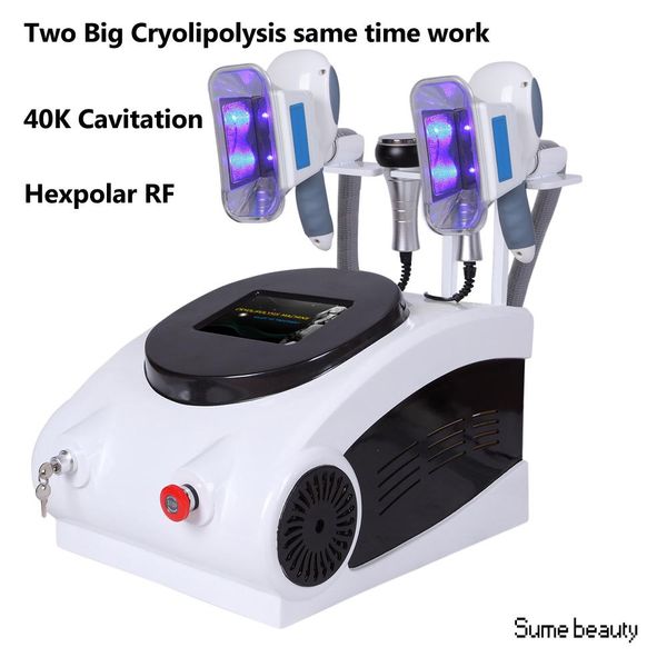 2022 Versão portátil Cryolipólise Gord Machine de congelamento de gordura 40K Cavitação HEXPOLAR RF Crioterapia Slimmimg Machine CE