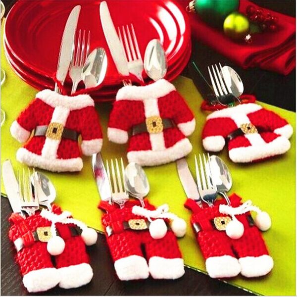

fancy santa christmas decorations silverware holders christmas decor santa silverware holders pockets dinner decor new christmas happy