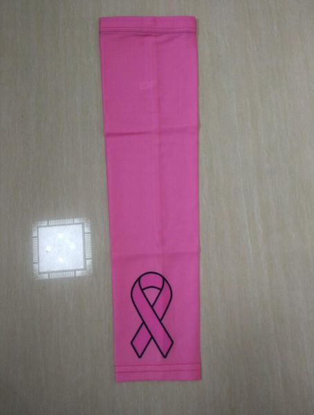 Krebshülse 50 Stück Kostenloser Versand Brustkrebs-Bewusstseins-Baseball-Armmanschette Kompressionsarmstulpen Pink Ribbon Brustkrebs Schnell trocknend