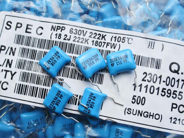 

korea sung ho fever amplifier film cbb capacitor 630v 222k 2.2nf pitch p7.5