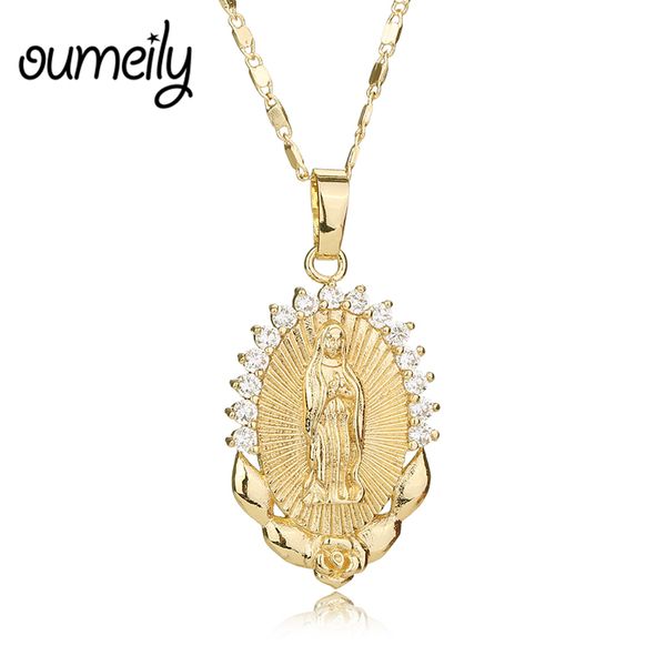 

wholesale-oumeily fashion jensus necklace for women men statement vintage pendant holiday christian african beads gold plated accessories, Silver
