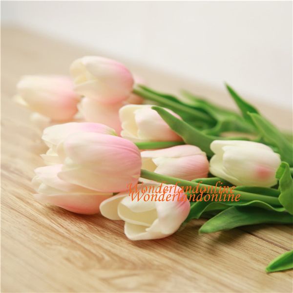 

32cm 9colors 20pcs pu mini tulip flower real touch wedding flower artificial flower bouquet home decoration