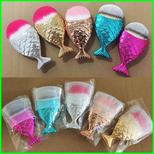 

new mermaid makeup brush powder contour fish scales mermaidsalon foundation brush gold rose gold silver blue rose red 5 colors ing