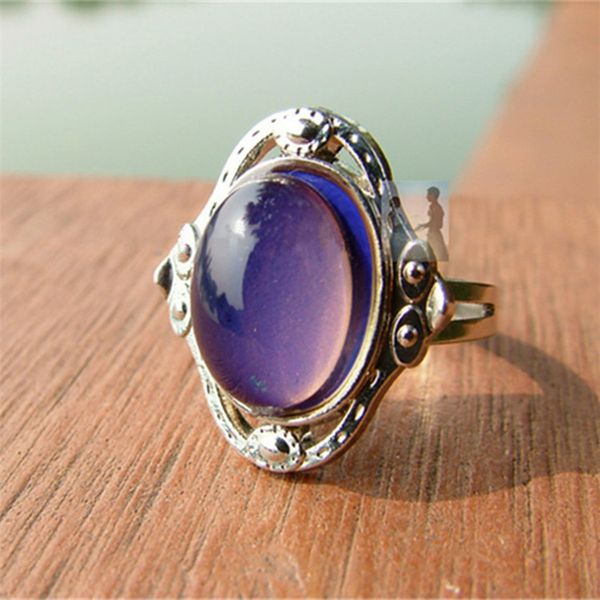 

vintage retro mood ring emotion feeling rings temperature change color rings for women, Golden;silver