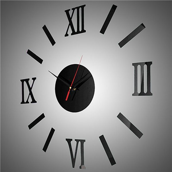 Wholesale- BLUELNAS Vintage Roman Numerals Frameless Wall Clock 3D Home Decor Wall Art Stickers