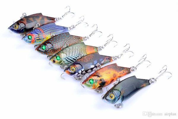 

7pcs of bionic ater fishing lure artificial bait 5.5cm/9.5g vib plastic hard fake lures fishing tackle pesca hooks