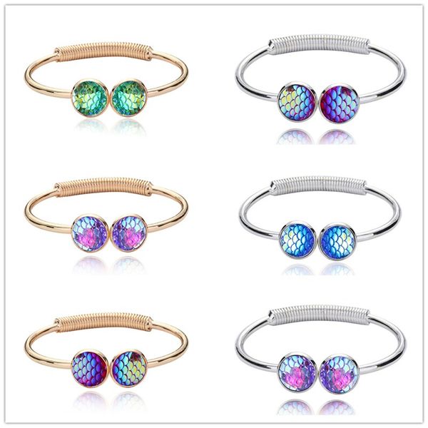 

мода druzy drusy браслет серебряный позолоченный круглый русалка рыбья чешуя смолы браслеты для женщин леди ювелирные изделия nb152, Golden;silver
