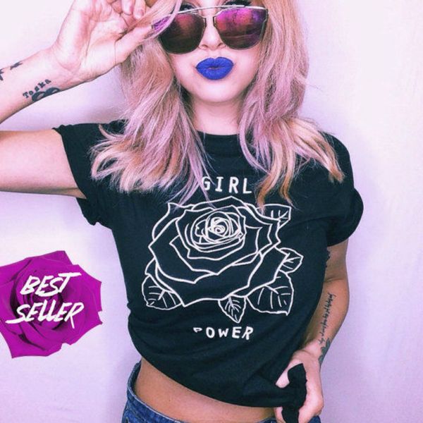 

Девушка власть цветок розы рубашка феминистка Майка феминизм Tee женское движение