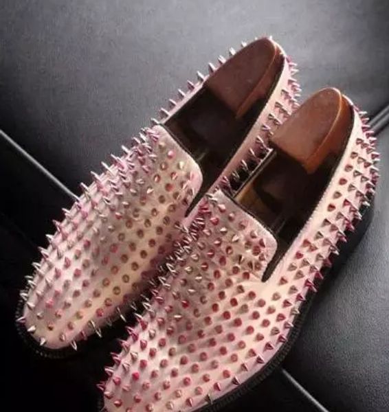 

2017 men hoe brand de ign rivet gold loafer pike tudded lip on leather rivet dre fa hion hoe plu ize patent leahter flat
