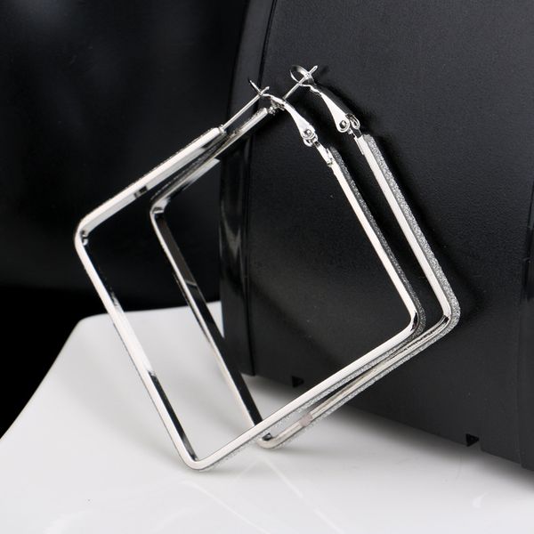 

new fashion women lady cute square patterned silver gold plated charm ear stud earrings fit party, Golden;silver