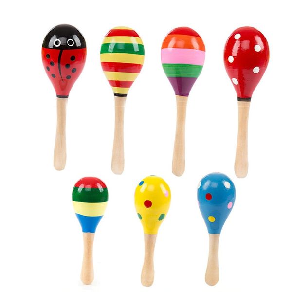 

10pcs baby wooden toy rattle baby cute rattle toys orff musical instruments educational toys baby sand ball sand hammer 12-20cm