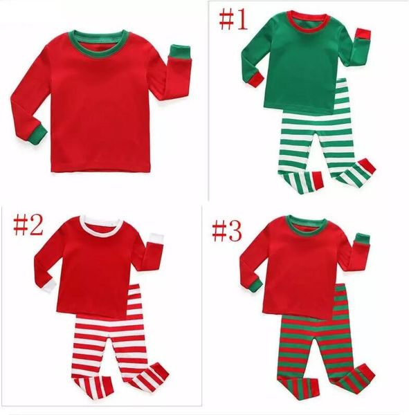 Herbst Winter Kleinkind Kinder Langarm Rot Set Baby Jungen Mädchen Gestreiften Outfits Weihnachten Pyjamas Nachtwäsche Set