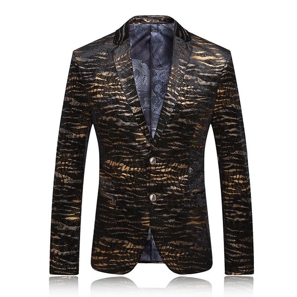 

wholesale- men blazer 2017 mens leopard print blazer gold blazer for men stage costumes for singers vintage suits party prom dresses q62, White;black