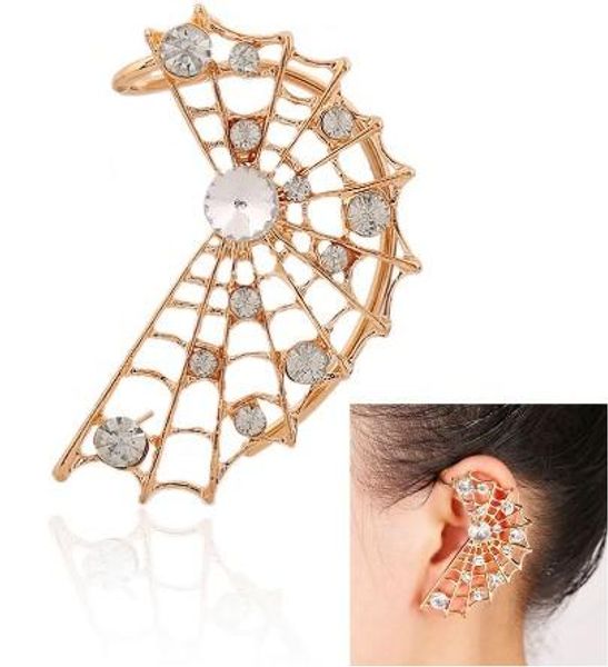 

punk womens ear cuff piercing silver gold plated rhinestone stud wraps earrings ear studs gothic jewelry, Golden;silver