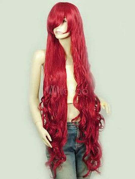 

new fashion elegant long red curly full wig elements of style pretty hair, Black