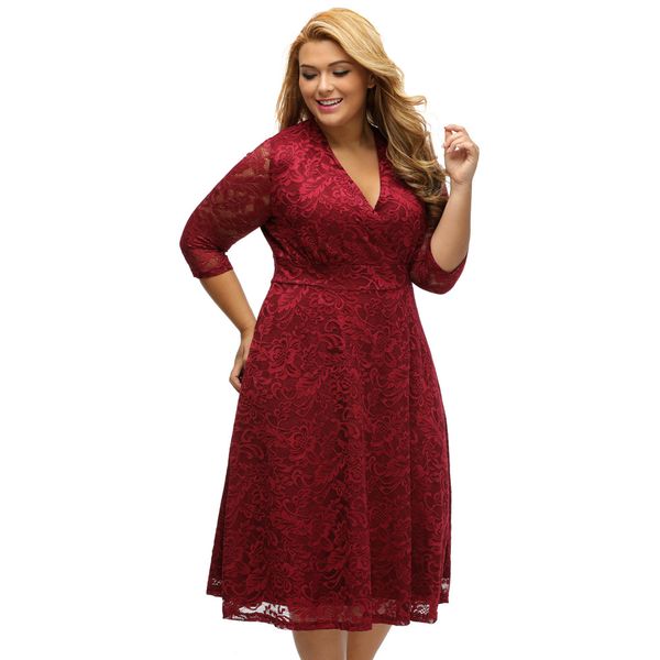 Fashion Large Size Xl Xxxl Ladies Big Hips Dress Sexy V Neck Seven Point Sleeves High Waist Dress Plus Size Winter Dresses Purple Dress From ...