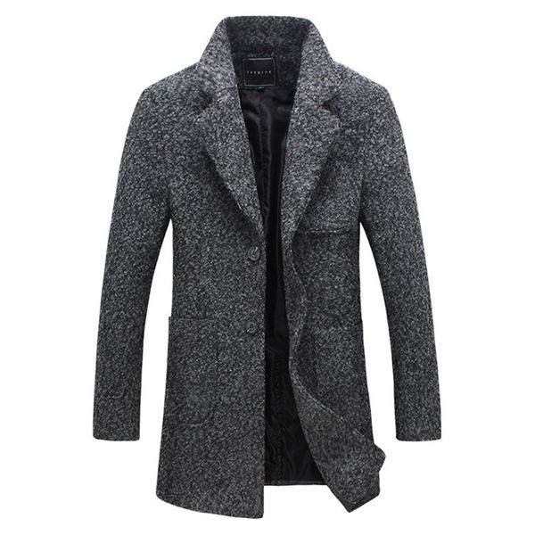 

wholesale- 2017 autumn men dust coat woolen overcoat slim fit outwear 2 colors m-5xl ayg118, Black