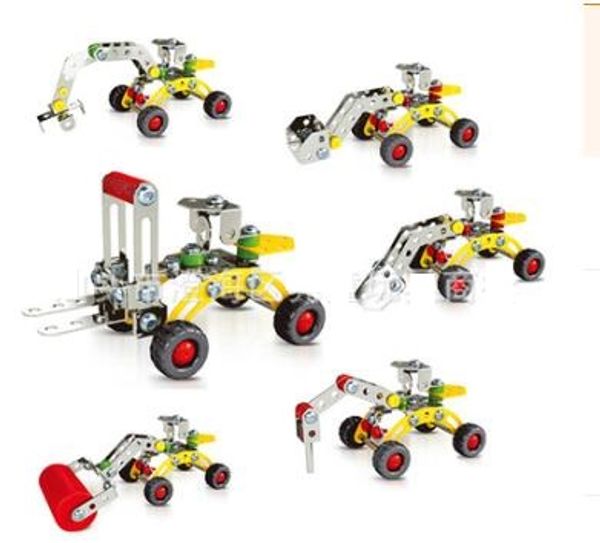 

3d assembly metal engineering vehicles model kits toy car excavator bulldozer roller breaker forklift building puzzles construction