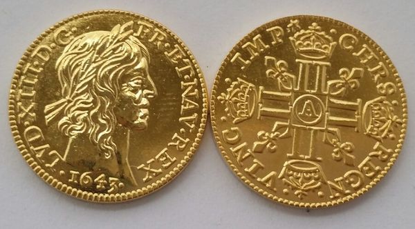 

Louis XIV, Louis d,or a la meche longue, 1643 A, Paris, Gadoury... Copy coi Promotion Cheap Factory Price nice home Accessories Silver Coins