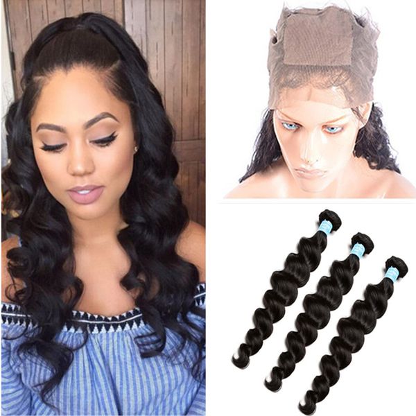 

Silk ba e 360 lace frontal with bundle brazilian loo e deep wave virgin human hair weave with 4x4 039 039 ilk full lace band clo ure