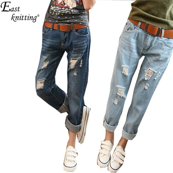 

wholesale- punk style women jeans hole loose trousers harem pants 2 colors plus size higth waist, Blue