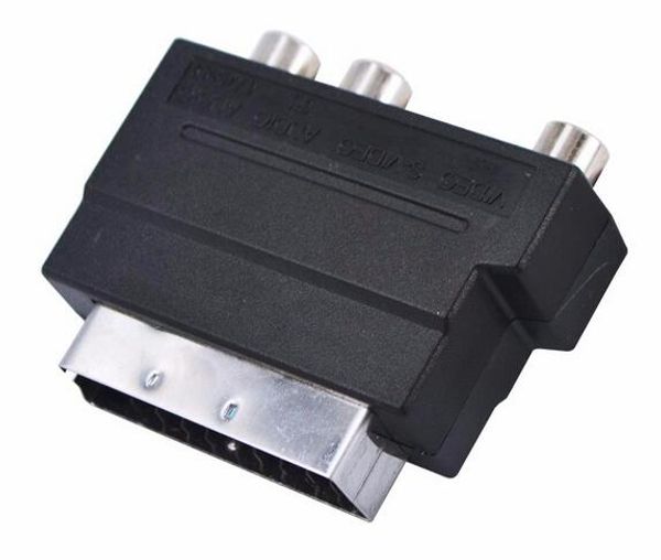 

горячая электроника видео rgb scart для композитный 3 rca s-video av тв аудио адаптер конвертер scart в rca