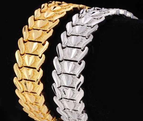 Gute Qualität!Mann Frau Paar Herz Armband 18K Gold/Platin -plattierte klobige schöne Uhrenbänder Modeschmuck