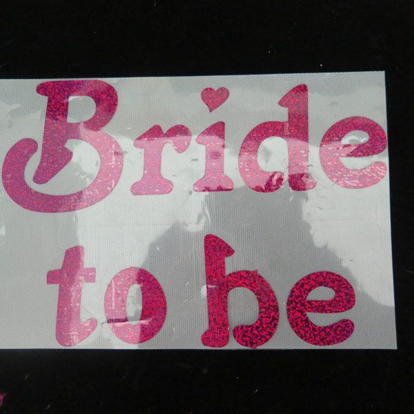 

wholesale-12pcs of metallic printing bride to be t-shirt transfer bachelorette sparking favor wedding dress partner outside party supplies