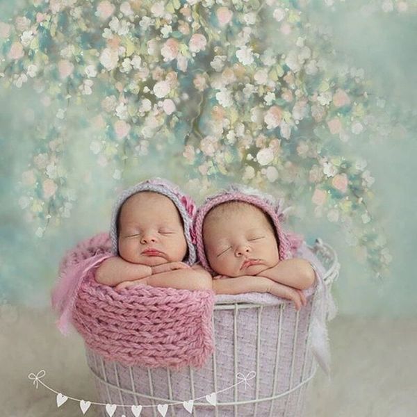 Neugeborenen-Babyparty-Fotografie-Hintergründe, weiß, rosa Blumen, Frühling, digital bedrucktes Vinyl-Tuch, florale Hintergründe für Fotostudio