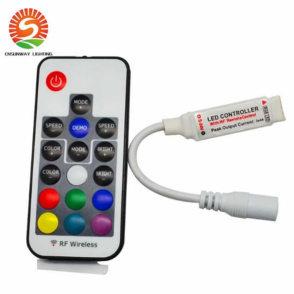 

LED RGB контроллер DC5V-24V 12A 17key мини RF беспроводной пульт дистанционного диммер для 5050 3528 RGB гибкие полосы света