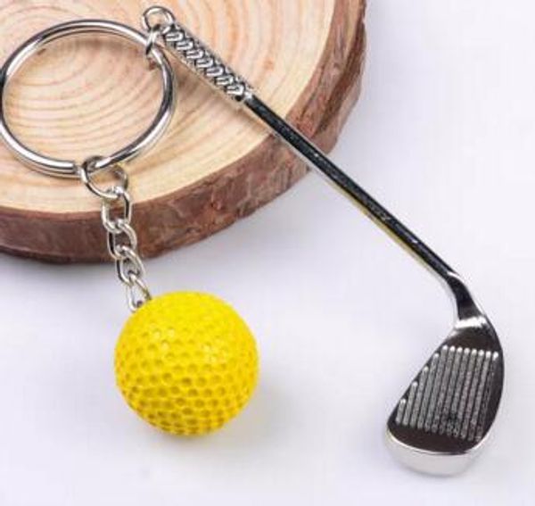 Bola de golfe Keychain Bolas de metal de liga de zinco Clubes Clubes