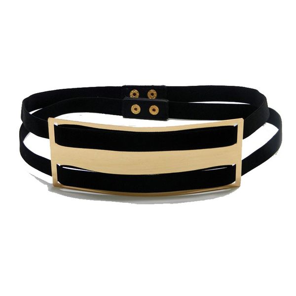 

wholesale- new lady designer belts for women wide gold plate black elastic belt button cinturones woman dress belt bg-061, Black;brown