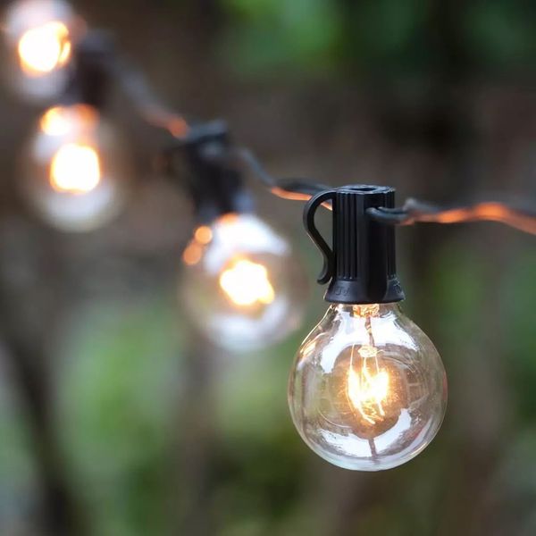 25ft G40 Bulb Globe String Lights With Clear Bulbs Backyard Patio
