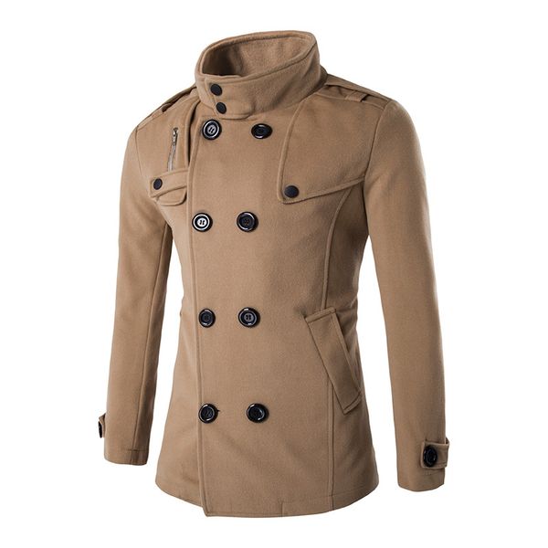 

wholesale- new 2016 winter wool coat slim fit jackets fashion outerwear warm man casual jacket overcoat coat plus size m-xxl, Black;brown