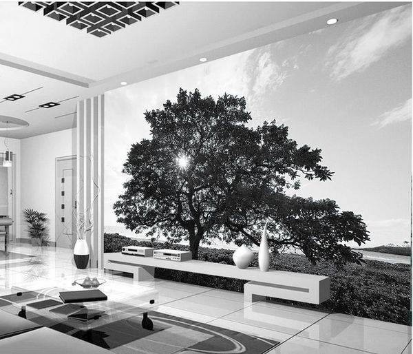 

black and white trees landscape murals mural 3d wallpaper 3d wall papers for tv backdrop