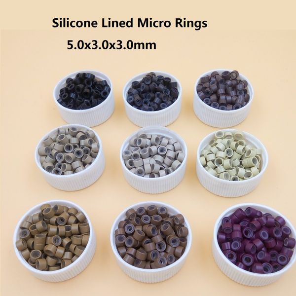 

wholesale-1000pcs 5mm micro ring beads silicone bead link microring for feather human hair extension tools 3# dark brown, Black;brown