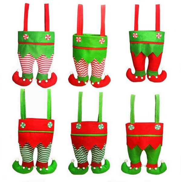 Saco de garrafa de vinho de Natal Stripe Doces Sacos Elf Giftbag Decorações De Natal Fontes De Partido 6 Designs Wll1002