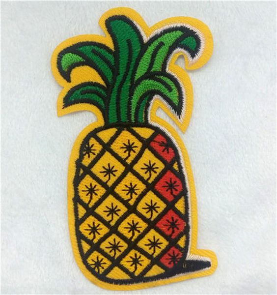 Großhandel hohe Quanlität niedriger Preis Ananas Stickeisen auf Patch Kleidung genähte Applique Rucksackhutmotiv