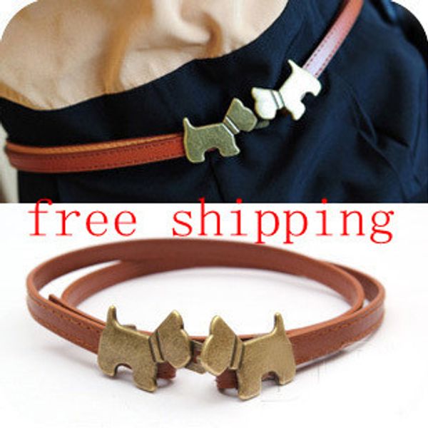 

wholesale- accessories women's waist decoration dog strap fashion thin all-match belt, Black;brown