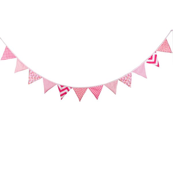 Atacado - 12Flags 3.2m rosa tecido vintage bunting personalidade artesanal de casamento decoração da festa de aniversário da festa de aniversário