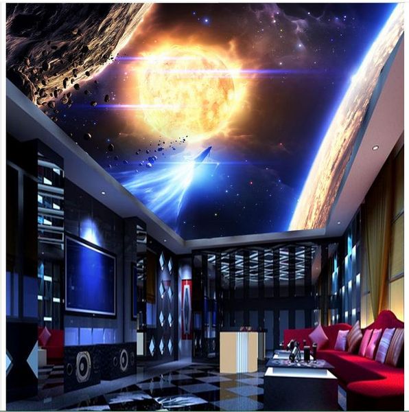 High Quality Custom 3d Ceiling Wallpaper Murals Wall Paper Solar System Star Ceiling Murals Wall Living Room Decor Free Screensavers And Wallpaper