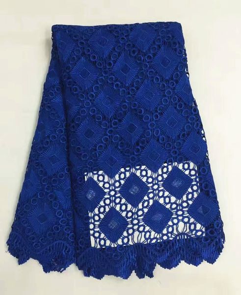 

5 yards/pc royal blue lattice pattern mesh lace african guipure lace fabric french water soluble lace for clothes rw3-2