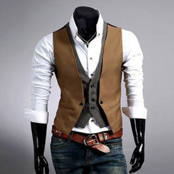 

Wholesale- Casual Men Suit Vest 2017 Hot Slim Fit Fashion Designer Brand Formal Business Dress Waistcoat men's clothing
