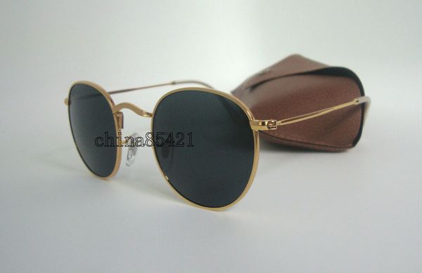 

1pair round metal ungla e for men women un gla e gold frame black gla len 50mm with box ca e