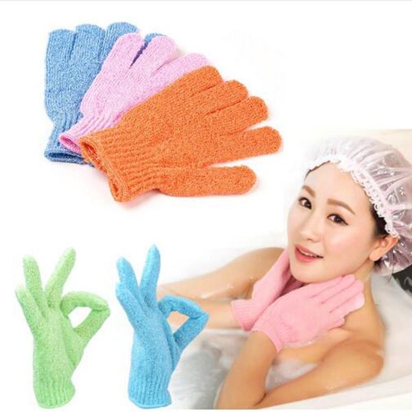 

wholesale- 2 pcs shower bath gloves exfoliating wash skin spa massage body scrubber cleaner